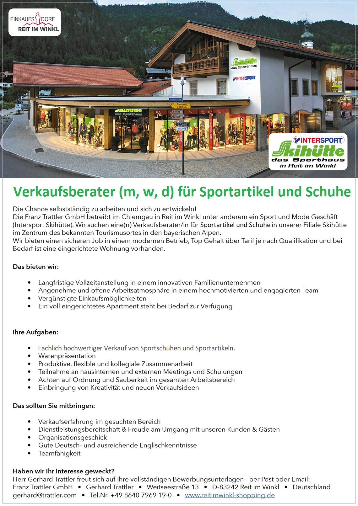 Stellenangebot Verkaufsberater/in Sportartikel & Schuhe